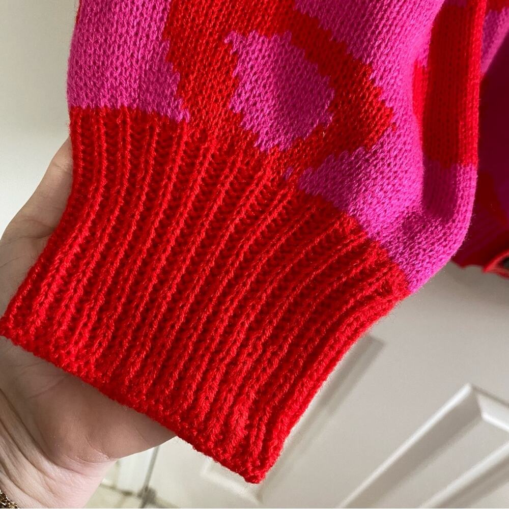 J.NNA • Red + Pink Two-Tone Color Block Button Fr… - image 7